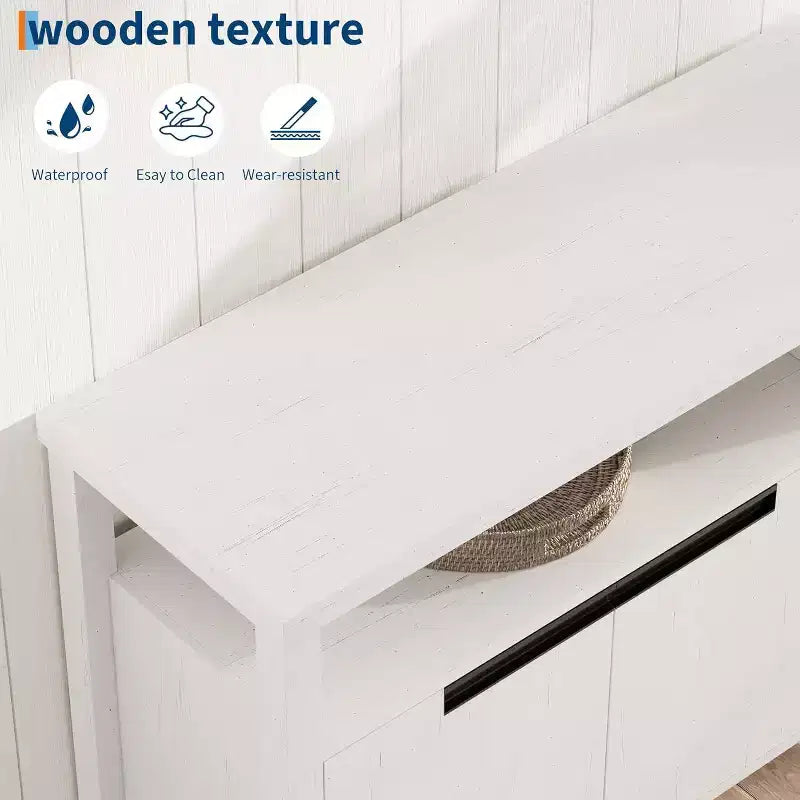 Meuble TV de 160 cm pour téléviseurs jusqu'à 70 pouces, console multimédia de style campagnard avec rangements et étagères réglables, centre de divertissement