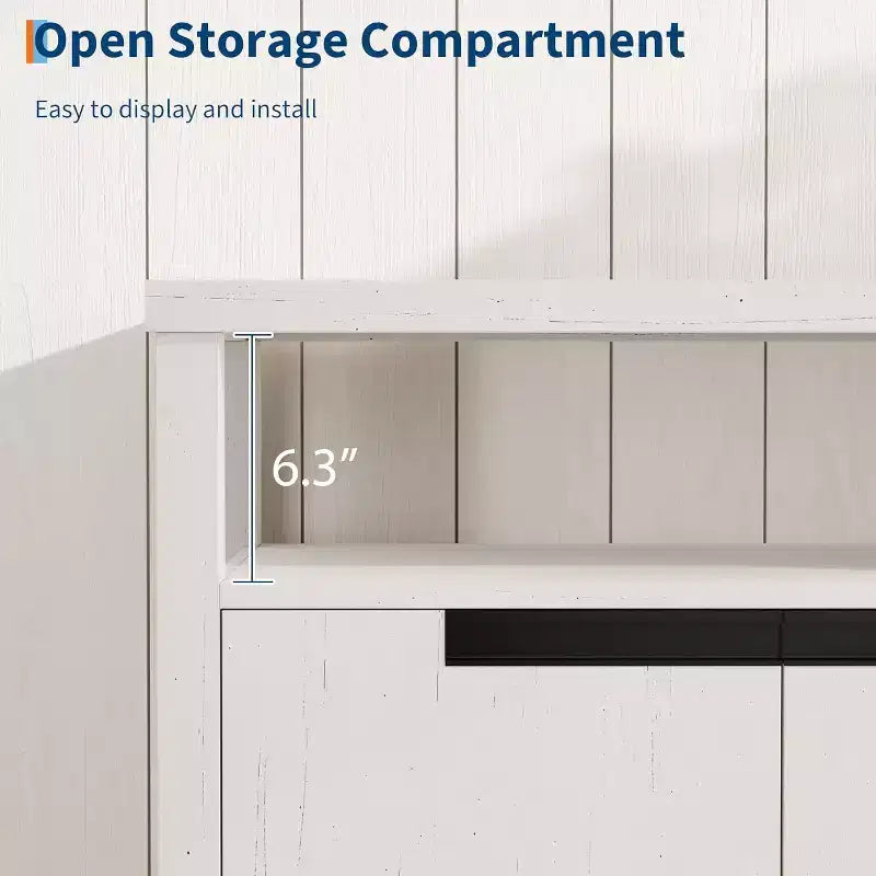 Meuble TV de 160 cm pour téléviseurs jusqu'à 70 pouces, console multimédia de style campagnard avec rangements et étagères réglables, centre de divertissement