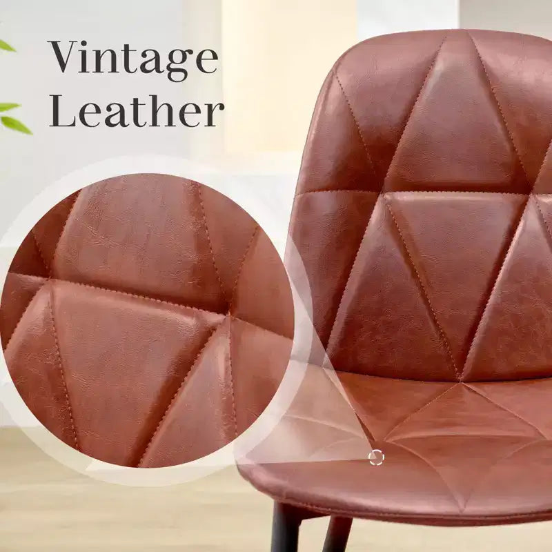 Chaises de salle à manger modernes rembourrées en cuir vintage avec pieds en métal et dossier haut, pour cuisine et salle à manger