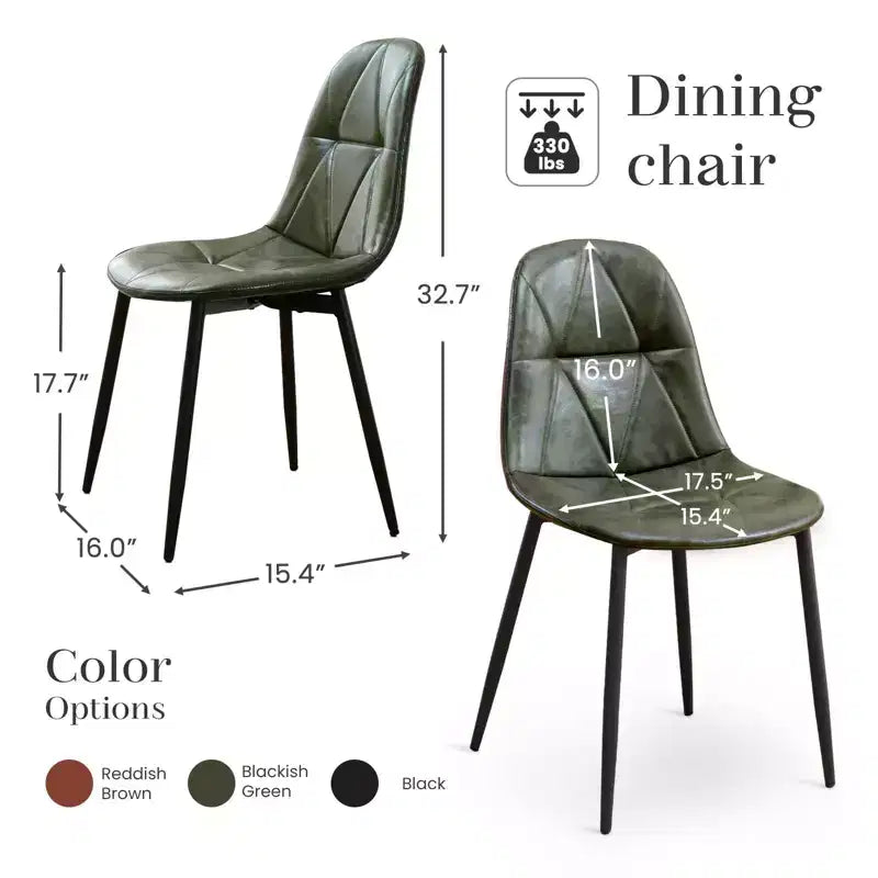 Chaises de salle à manger modernes rembourrées en cuir vintage avec pieds en métal et dossier haut, pour cuisine et salle à manger