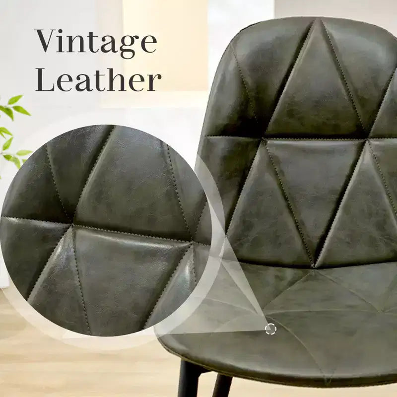 Chaises de salle à manger modernes rembourrées en cuir vintage avec pieds en métal et dossier haut, pour cuisine et salle à manger