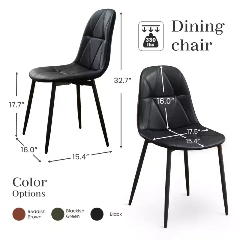 Chaises de salle à manger modernes rembourrées en cuir vintage avec pieds en métal et dossier haut, pour cuisine et salle à manger