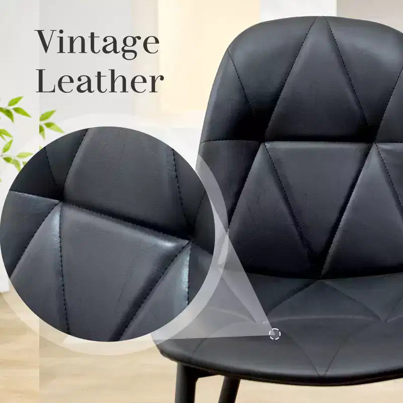 Chaises de salle à manger modernes rembourrées en cuir vintage avec pieds en métal et dossier haut, pour cuisine et salle à manger