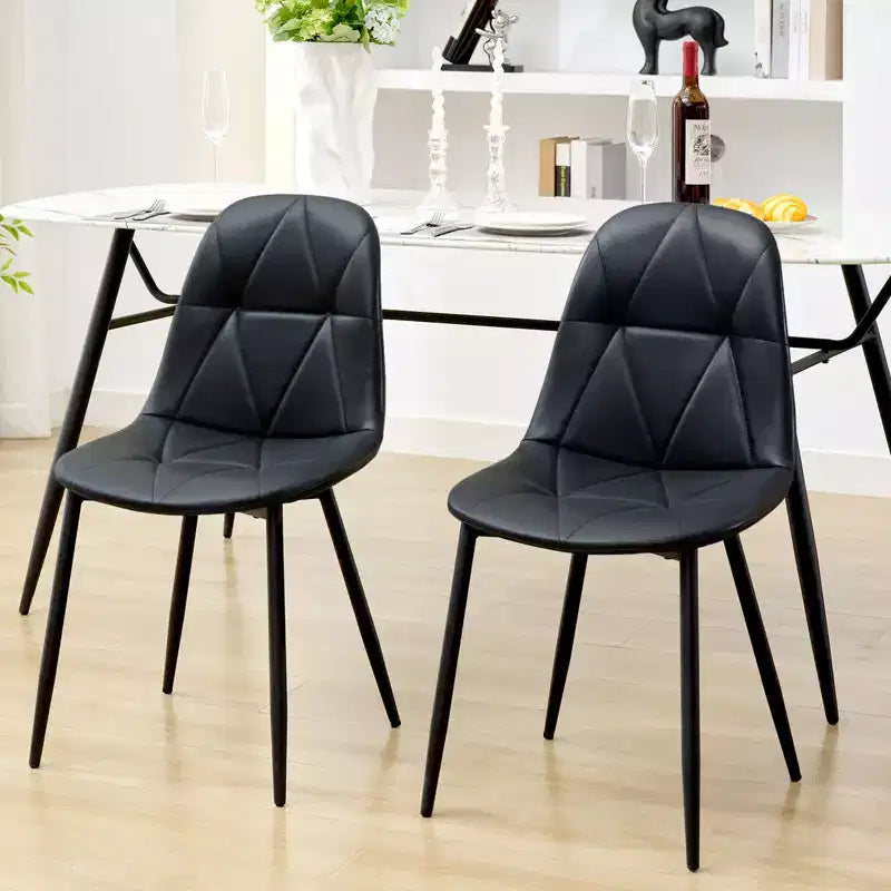 Hyleory Modern Upholstered Vintage Leather Dining Chairs Set of 2 with Metal Legs and High Back, for Kitchen and Dining Room