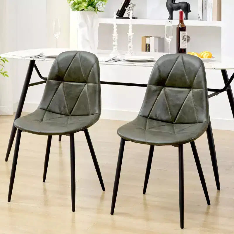 Chaises de salle à manger modernes rembourrées en cuir vintage avec pieds en métal et dossier haut, pour cuisine et salle à manger