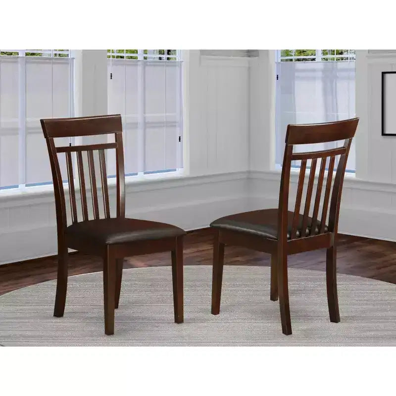 Chaise de salle à manger moderne Marvel à dossier à lattes avec assise en bois d'acajou