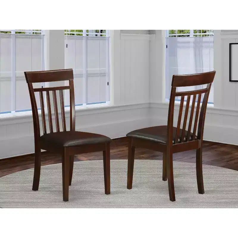 Chaise de salle à manger moderne Marvel à dossier à lattes avec assise en bois d'acajou