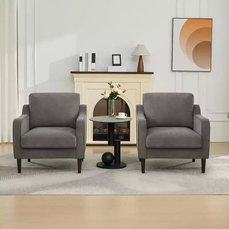 Fauteuil d'appoint moderne du milieu du siècle avec haut dossier, fauteuil rembourré en lin pour salon, chambre ou bureau, fauteuil de lecture compact et confortable.