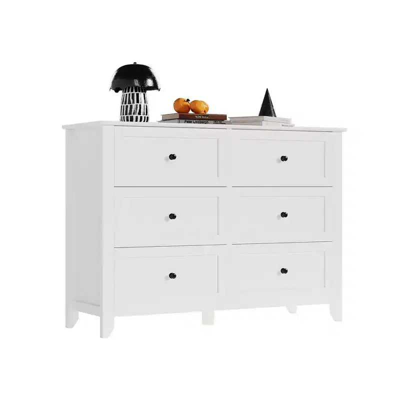 Commode à 6 tiroirs Meuble TV pour téléviseurs de 48 pouces, commode en bois moderne pour chambre, salon et couloir