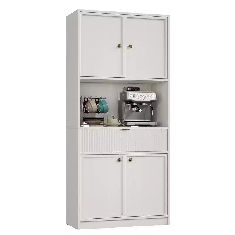 Grand meuble de garde-manger avec étagère à micro-ondes et tiroir, armoire de rangement de cuisine de 178 cm avec portes, placard autonome cannelé, pour salle à manger