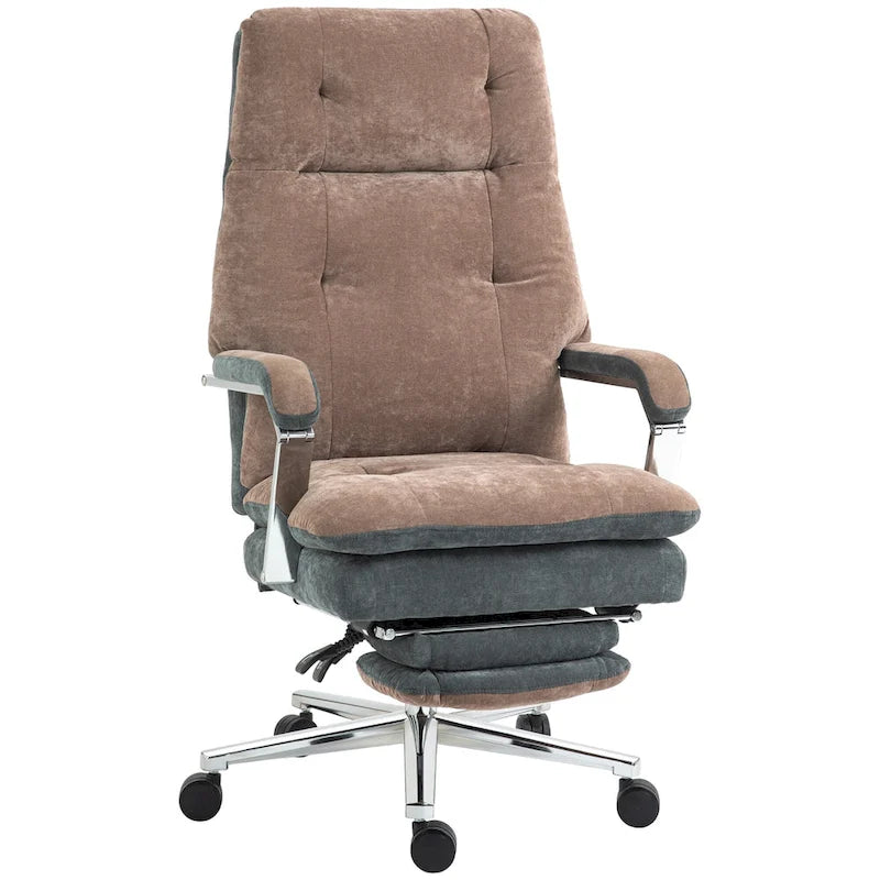 Fauteuil de bureau inclinable en velours surdimensionné, siège rembourré, roulettes pivotantes