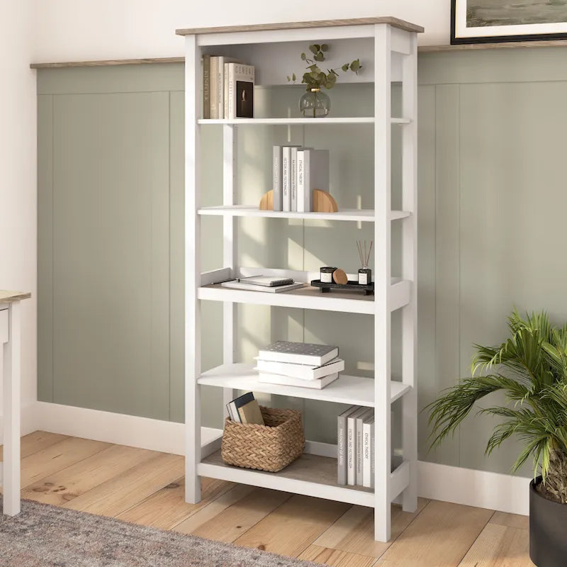 Bibliothèque haute à 5 étagères Bush Furniture Mayfield avec étagères réglables