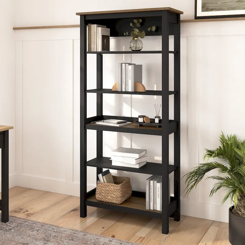 Bibliothèque haute à 5 étagères Bush Furniture Mayfield avec étagères réglables