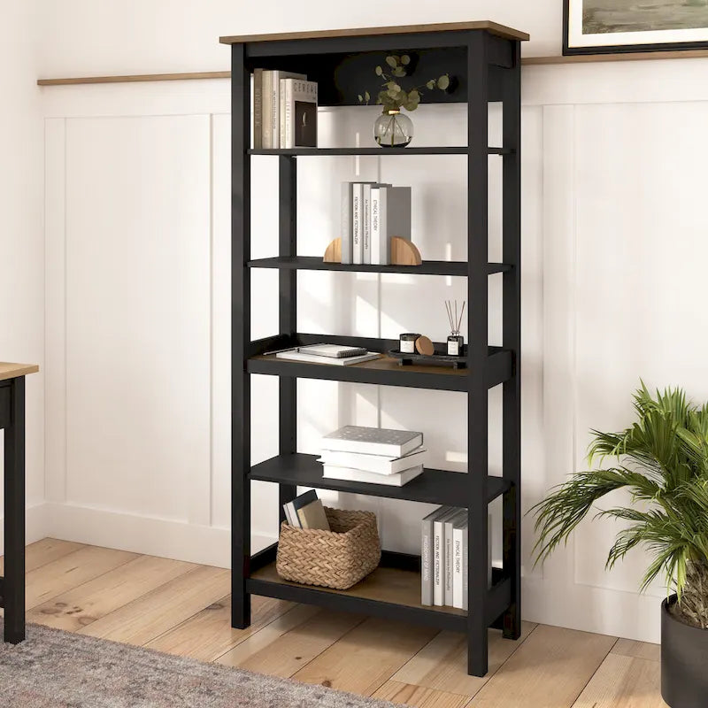 Bibliothèque haute à 5 étagères Bush Furniture Mayfield avec étagères réglables