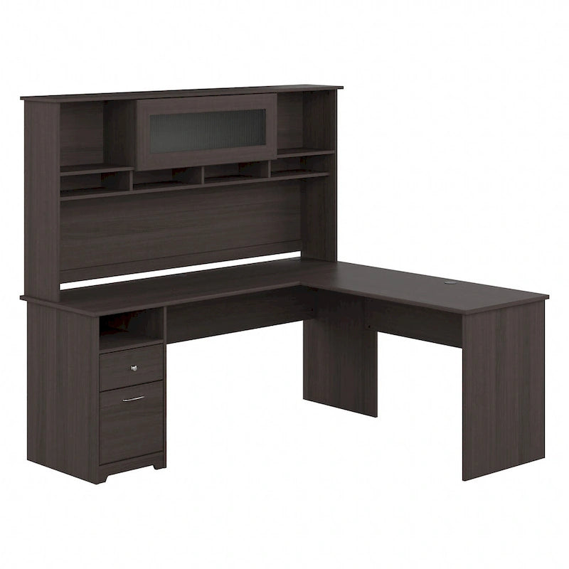 Bureau d'ordinateur en L de 72 po avec huche et tiroirs par Bush Furniture
