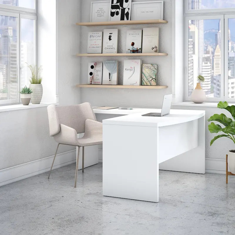 Bureau d'angle en L avec devant incurvé Echo de Bush Business Furniture
