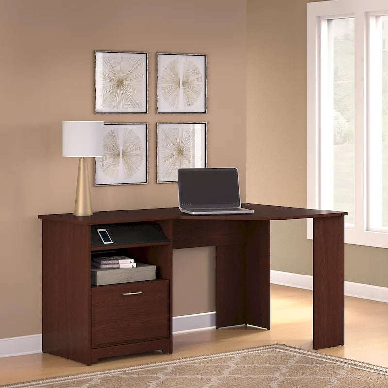 Bush Furniture Cabot Bureau d'angle de 60 po avec rangement pour bureau à domicile