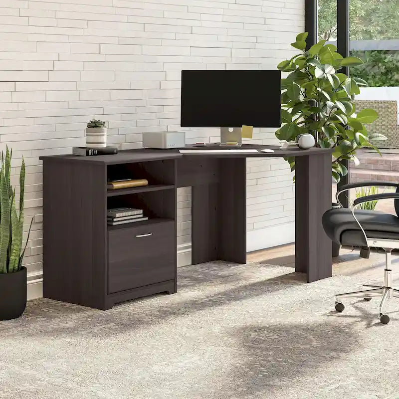 Bush Furniture Cabot Bureau d'angle de 60 po avec rangement pour bureau à domicile