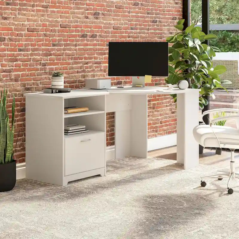 Bush Furniture Cabot Bureau d'angle de 60 po avec rangement pour bureau à domicile