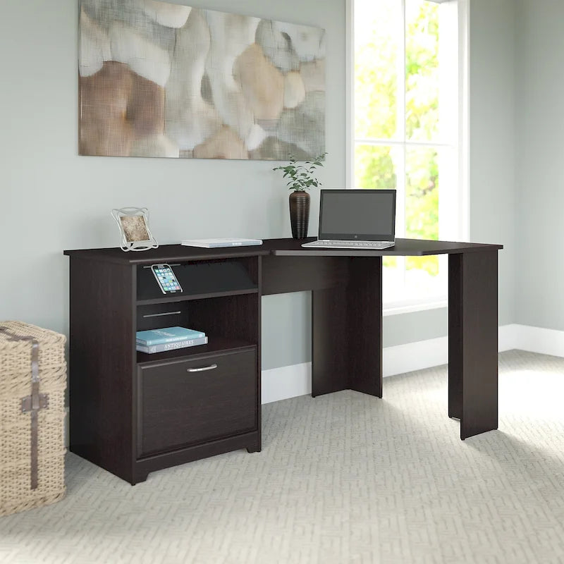 Bush Furniture Cabot Bureau d'angle de 60 po avec rangement pour bureau à domicile