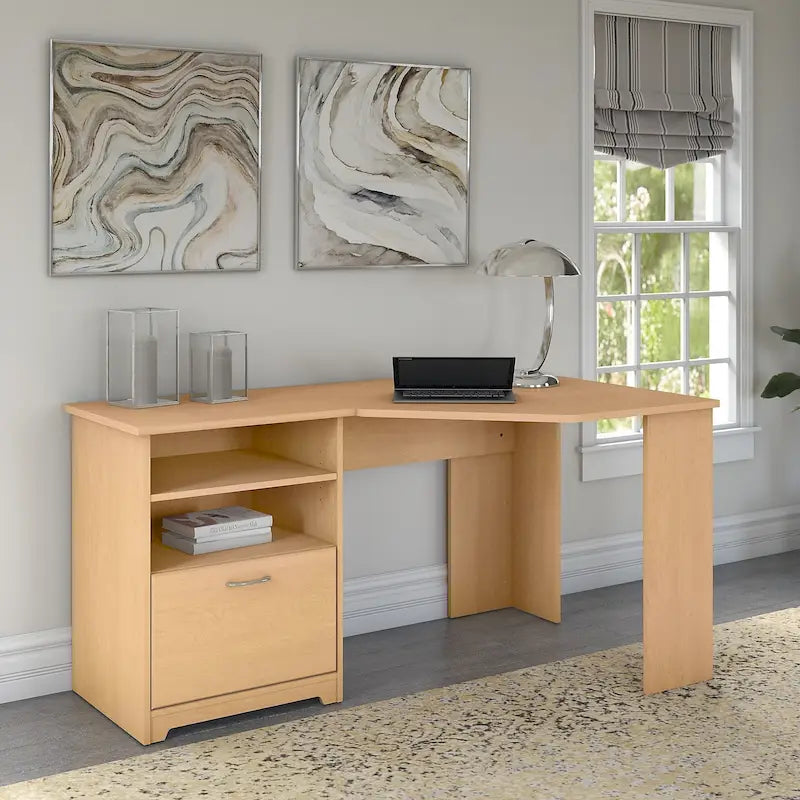 Bush Furniture Cabot Bureau d'angle de 60 po avec rangement pour bureau à domicile