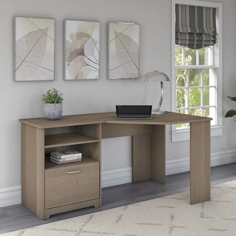 Bush Furniture Cabot Bureau d'angle de 60 po avec rangement pour bureau à domicile