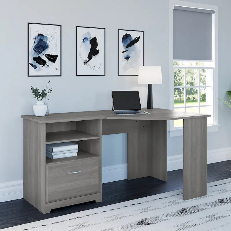 Bush Furniture Cabot Bureau d'angle de 60 po avec rangement pour bureau à domicile