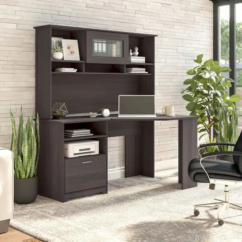 Bush Furniture Cabot Bureau d'angle de 60 po avec rangement pour bureau à domicile