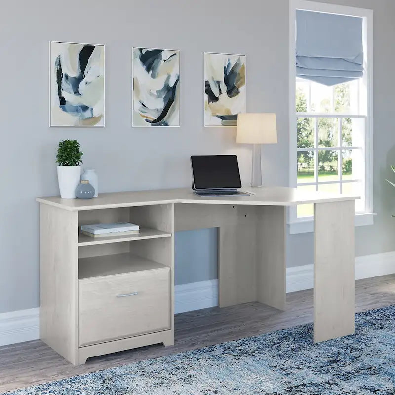 Bush Furniture Cabot Bureau d'angle de 60 po avec rangement pour bureau à domicile