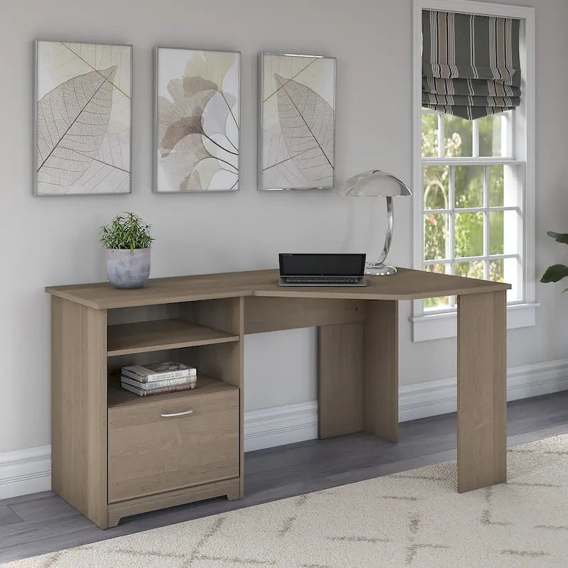 Bush Furniture Cabot Bureau d'angle de 60 po avec rangement pour bureau à domicile