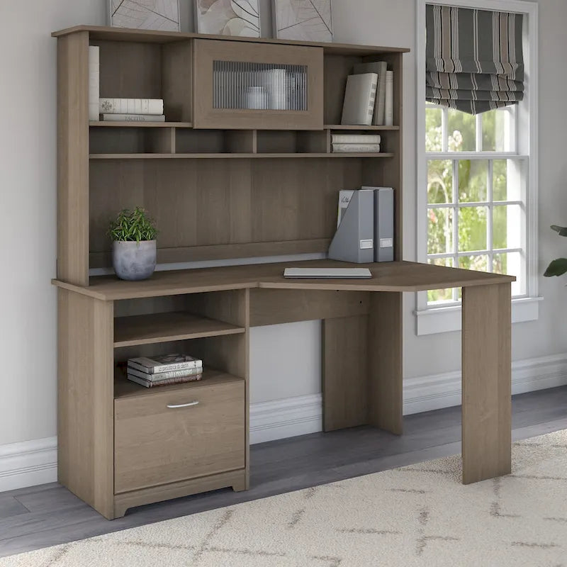 Bush Furniture Cabot Bureau d'angle de 60 po avec rangement pour bureau à domicile