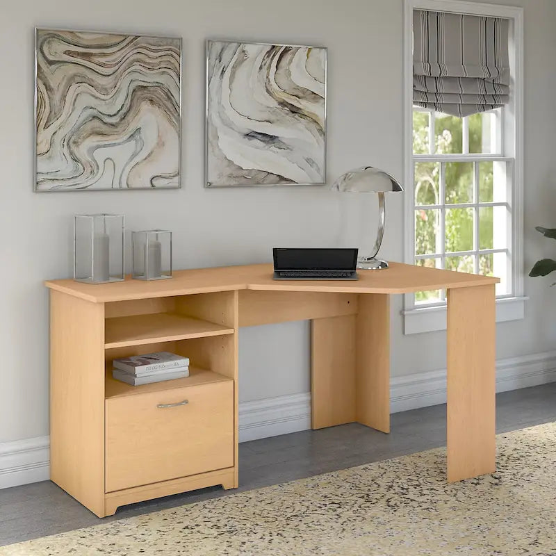 Bush Furniture Cabot Bureau d'angle de 60 po avec rangement pour bureau à domicile