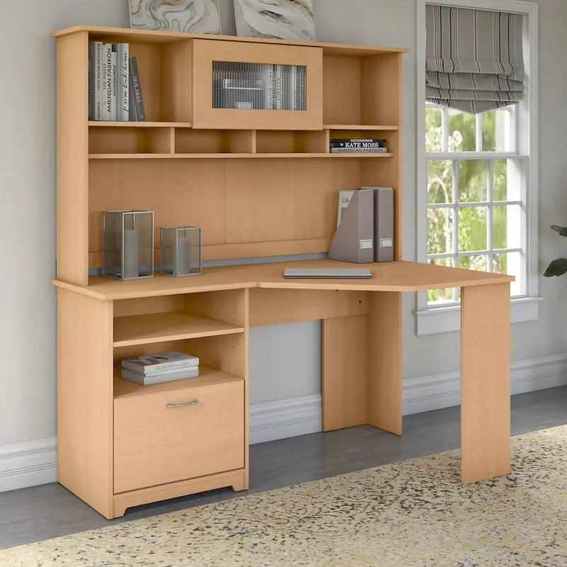 Bush Furniture Cabot Bureau d'angle de 60 po avec rangement pour bureau à domicile