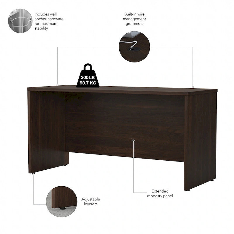 Bureau crédence Studio C de 60" L x 24" P par Bush Business Furniture