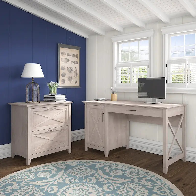 Bureau d'ordinateur Key West 54W avec rangement et armoire de Bush Furniture
