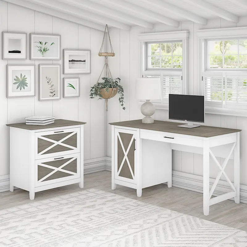 Bureau d'ordinateur Key West 54W avec rangement et armoire de Bush Furniture