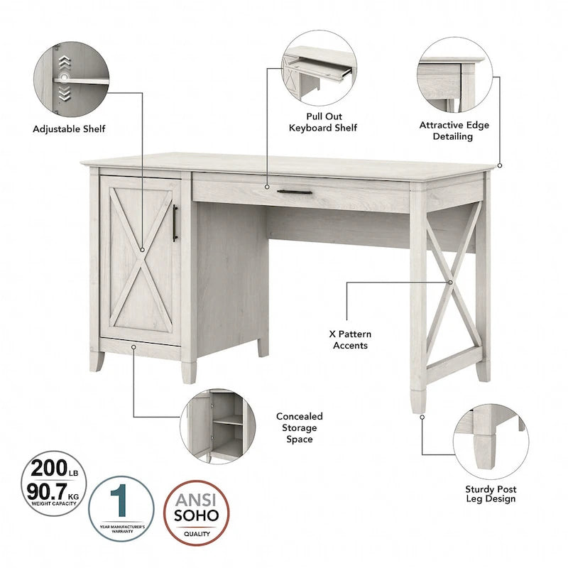 Bureau d'ordinateur Key West 54W avec rangement et armoire de Bush Furniture