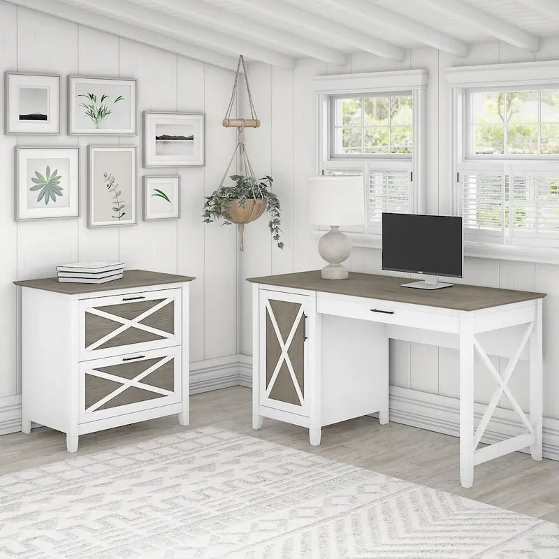 Bureau d'ordinateur Key West 54W avec rangement et armoire de Bush Furniture