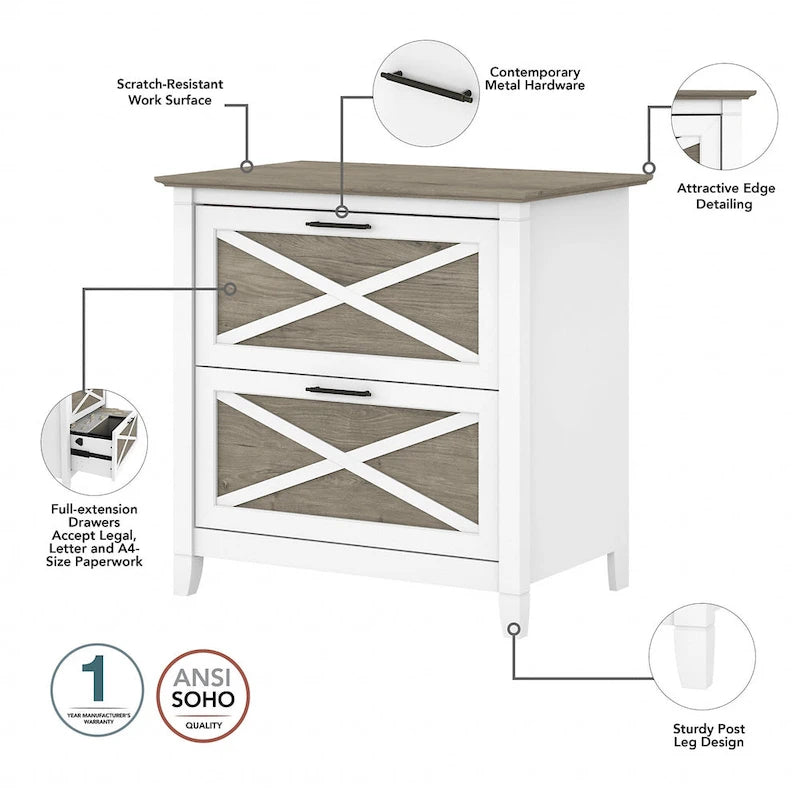Bureau d'ordinateur Key West 54W avec rangement et armoire de Bush Furniture