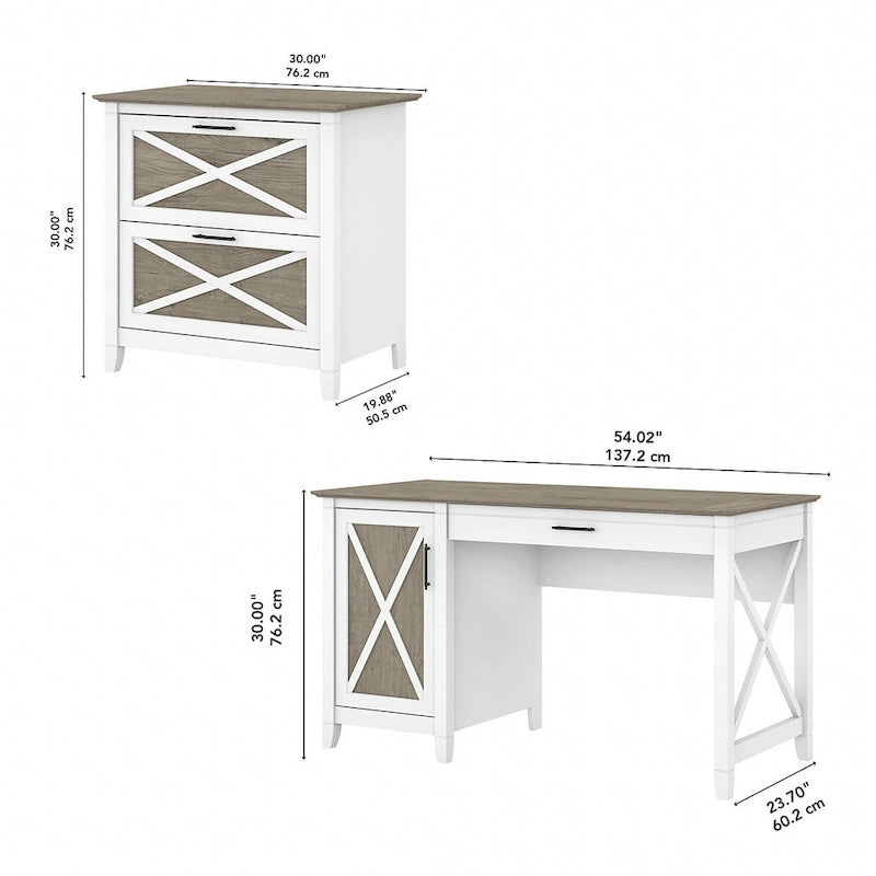 Bureau d'ordinateur Key West 54W avec rangement et armoire de Bush Furniture