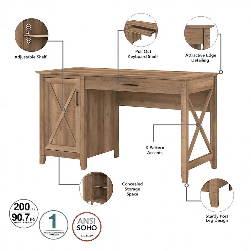Bureau d'ordinateur Key West 54W avec rangement et armoire de Bush Furniture