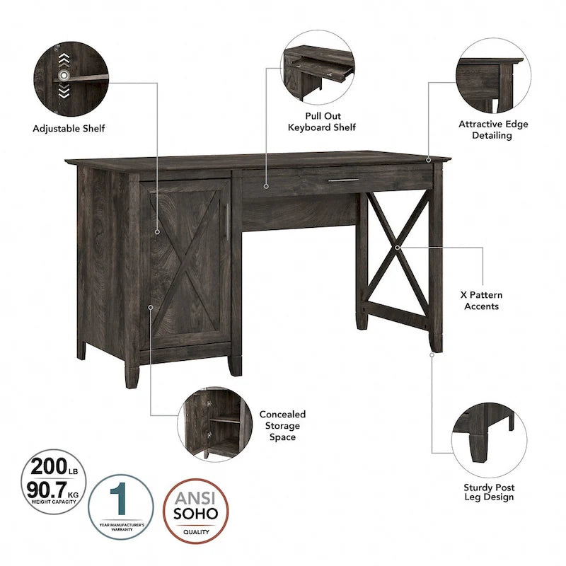 Bureau d'ordinateur Key West 54W avec rangement et armoire de Bush Furniture