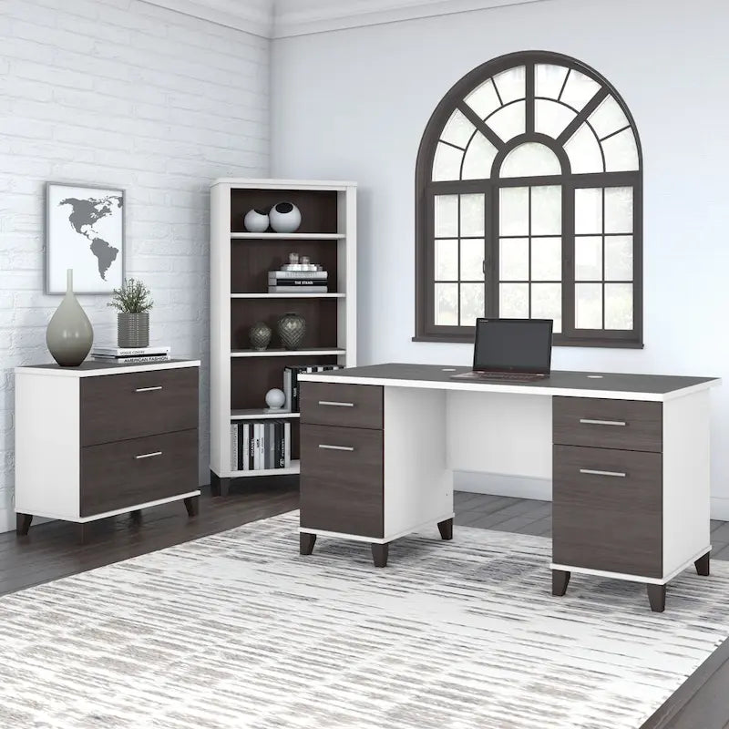 Classeur latéral Bush Furniture Somerset à 2 tiroirs avec rangement
