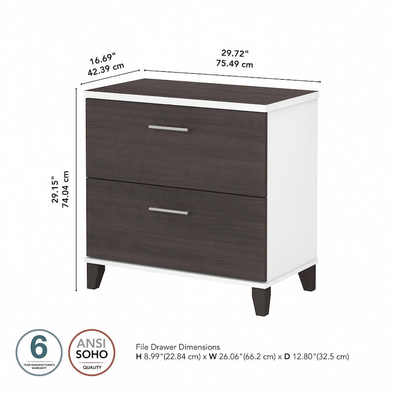 Classeur latéral Bush Furniture Somerset à 2 tiroirs avec rangement