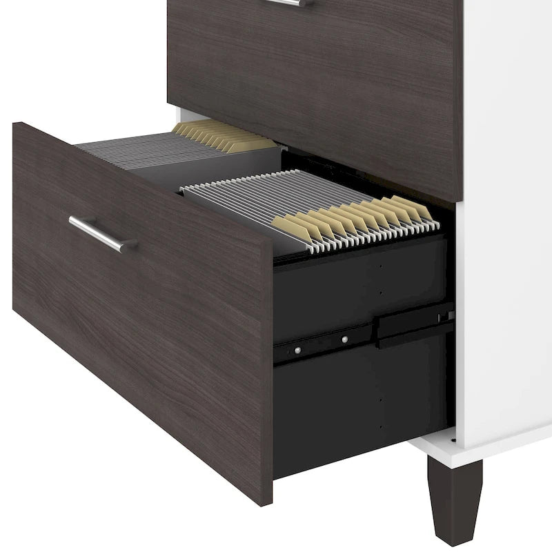 Classeur latéral Bush Furniture Somerset à 2 tiroirs avec rangement