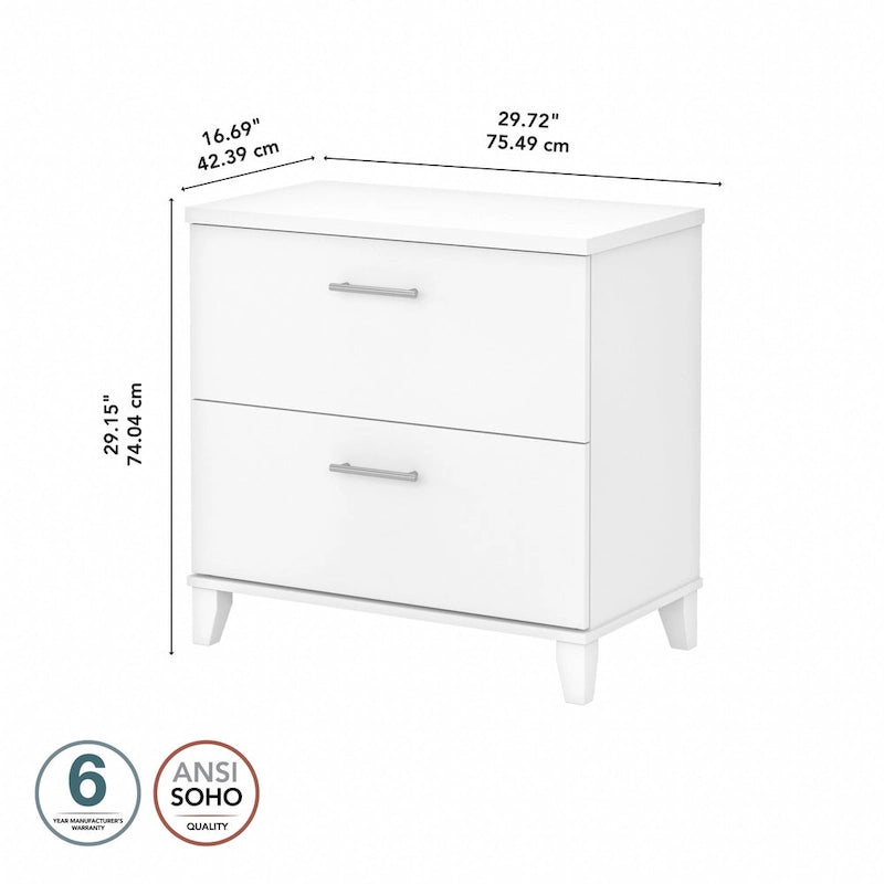 Classeur latéral Bush Furniture Somerset à 2 tiroirs avec rangement