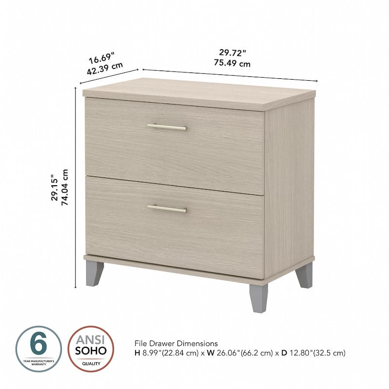 Classeur latéral Bush Furniture Somerset à 2 tiroirs avec rangement