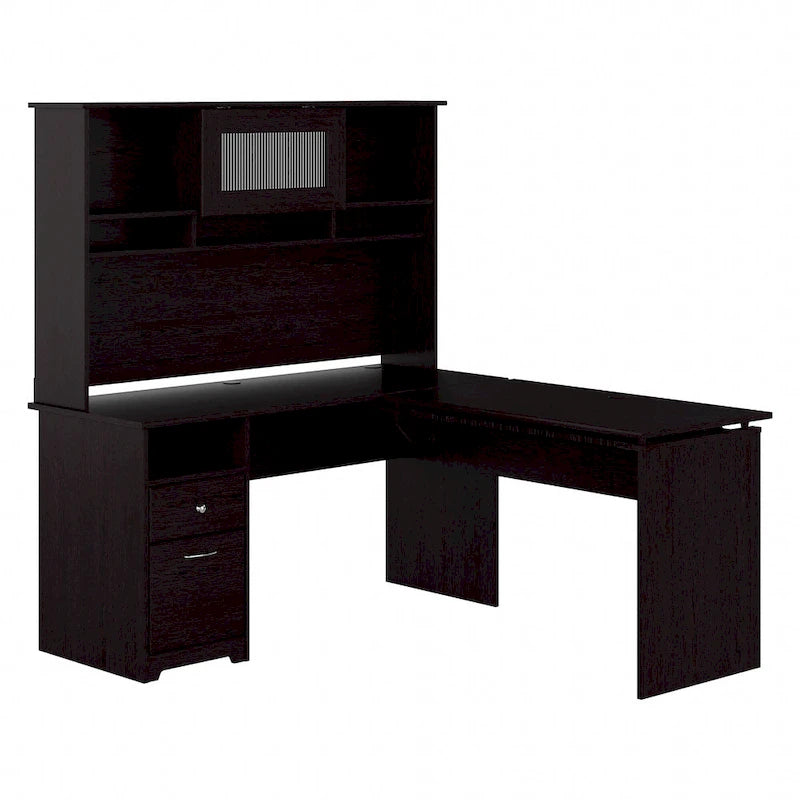 Bureau assis-debout en L 3 positions 60W avec huche, par Bush Furniture