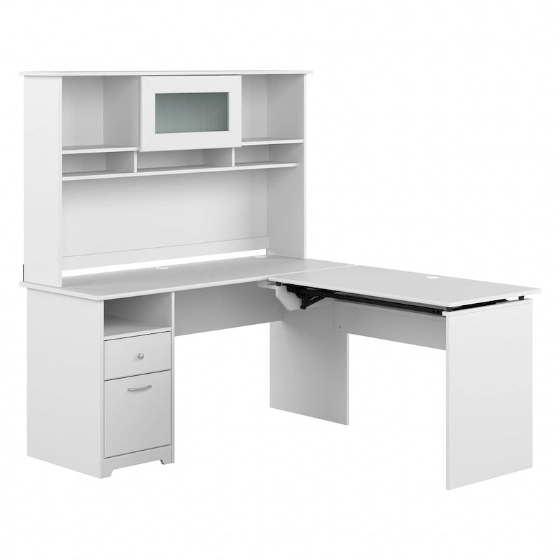Bureau assis-debout en L 3 positions 60W avec huche, par Bush Furniture