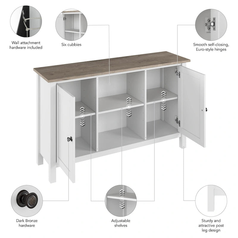 Meuble d'appoint Bush Furniture Mayfield avec portes et rangement